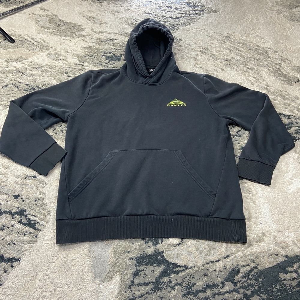 Oakley Hoodie Mens Large Black Fleece Lined Kangaroo Pocket Regular Fit Pullover